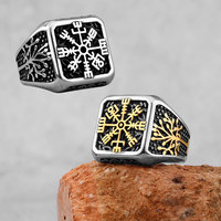 Cincin Baja Tahan Karat 316L yang Dipersonalisasi Grosir Tahan Air Anti Noda Vintage Punk Gothic Perhiasan Fashion Nordik Viking