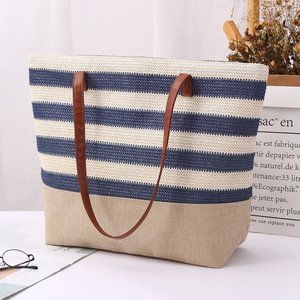 Grand sac fourre-tout en toile écologique décontracté avec fermeture éclair et ouverture facile, design personnalisé pour le shopping, l'usage quotidien, la plage et les voyages - Product Image 5