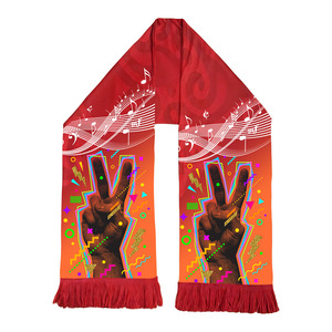 Écharpe de supporter de football personnalisable en gros, en fil acrylique, tricotée double face, jacquard dessin animé, automne-hiver, pour le sport - Product Image 1