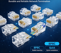 Conector Modular RJ45 Sin Blindaje del Fabricante, CAT6/CAT5E, Transparente, para Cable de Red, Contactos Chapados en Oro, Certificado RoHS