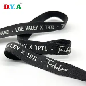 Factory wholesale price fashion design custom logo color screen printed elastic ribbon 12mm fold over elastic for clothing