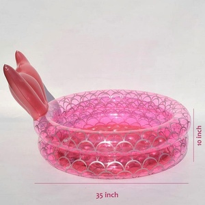 สระน้ำเป่าลมรูปนางเงือก PVC ขนาด 35*10 นิ้ว สีชมพู สำหรับเด็ก ใช้ได้ทั้งในร่มและกลางแจ้ง สระว่ายน้ำทรงกลมสำหรับสวน - Product Image 2