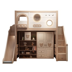 Letto <span class=keywords><strong>a</strong></span> soppalco moderno in legno color noce JS, con struttura resistente, contenitore e scivolo, design ecologico <span class=keywords><strong>per</strong></span> appartamento, set mobili <span class=keywords><strong>per</strong></span> bambini - Product Image 5