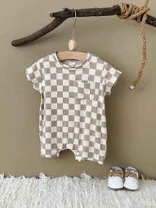 Nuevo Pelele de Punto Corto Korababy Grid 2026 para Bebés y Niños Pequeños, Unisex, Cierre de Botones, Estilo Casual de <span class=keywords><strong>Verano</strong></span> - Product Image 4