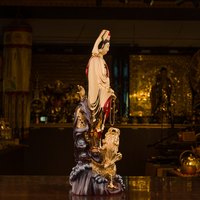 Statue de Bouddha Guanyin Bodhisattva Dragon Équestre en Laiton Doré de Taïwan, Imprimée en Letterpress, pour Décoration et Culte à Domicile