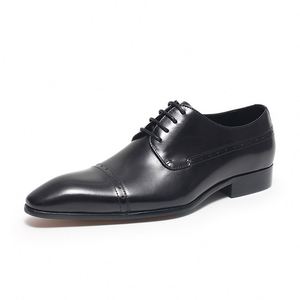 Top Luxury Designer New Arrival Men Genuine Leather <b>Pointed</b> Lace-Up Formal Shoes Wedding Oxfords Dress Shoes Custom Lightweight - Product Image 1