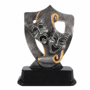 Trofeo de máscara de <span class=keywords><strong>drama</strong></span> de placa personalizada de resina de plata antigua - Product Image 1