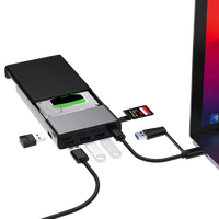 Hub USB-C 6-en-1 MC30 : Élargissez votre espace de stockage avec SATA 2,5 pouces, USB 3.0 + 2.0, double lecteur de carte (1 To), 5 Gbit/s, design fin pour PC/téléphone, hub USB-A