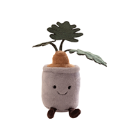 Adorable pot en peluche de succulente verte avec visage rose, décoration sûre pour la chambre des enfants
