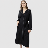 Peignoir à capuche pour femme en tissu gaufré 100% coton, robe longue confortable avec poches, logo personnalisé, vente en gros
