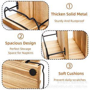 Solid Wood Spice Jar Holder With <b>Paper</b> Towel Rack Multifunction <b>Kitchen</b> Organizer For Seasoning Storage And Napkin Display - Product Image 4