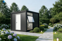 Bureau conteneur moderne de 10 pieds en structure acier respirante, studio de jardin modulaire préfabriqué pour famille, travail en extérieur, villa, hôtel