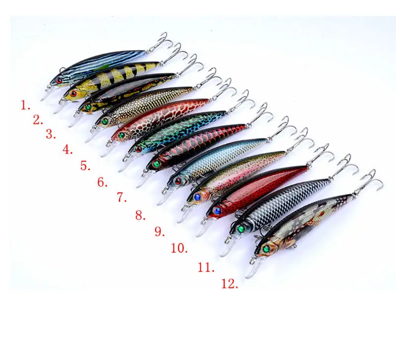 High quality 110mm 13.4g Minnow Fishing Lures Plastic Hard 3D eyes bass fishing minnow lures