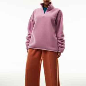 Logo personnalisé hiver femmes extérieur <span class=keywords><strong>polaire</strong></span> Polo vestes 1/4 fermeture éclair à manches longues hiver <span class=keywords><strong>polaire</strong></span> sport de plein air vestes manteaux sweats à capuche - Product Image 2