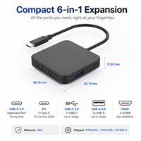 Station d'accueil USB-C 6-en-1 avec double HDMI 4K+60Hz, charge PD 100W, 3 ports USB 3.0, boîtier ABS