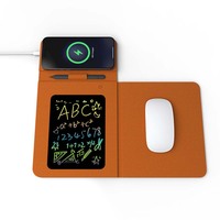 Cargador inalámbrico 3 en 1 Factory Anfuyou premium de 15W, plegable, de PU, para bloc de notas electrónico, teléfono, reloj, auriculares y alfombrilla de ratón.