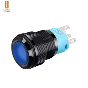 Lanjoo lampu LED 16mm tombol plastik instan saklar merah hijau biru kuning putih IP65 Self-locking ulang - Product Image 1