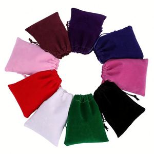Sacs à bijoux en velours doux pour colliers de pierres précieuses, personnalisables en couleur et taille, pochettes en velours avec logo brodé pour emballage cadeau haut de gamme - Product Image 4