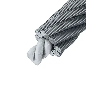 Ungalvanized trançado Strand fibra núcleo 8 * 25f-FC tipos de aço fio corda para elevador Haulage faixa cabo 1570MPa 1620MPa 1770MPa ANSI