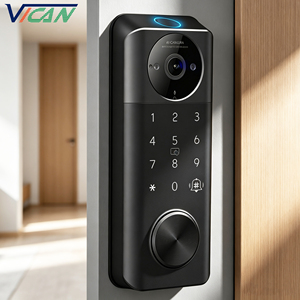 ระบบล็อคประตูอัจฉริยะแบบไร้กุญแจ OEM สำหรับประตูหน้าบ้าน พร้อมกล้อง หน้าจอสัมผัส คีย์แพด ลายนิ้วมือ รหัสผ่าน TTlock ระบบล็อคอิเล็กทรอนิกส์ สำหรับบ้านพักอาศัย - Product Image 1