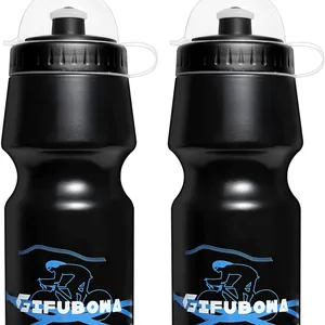 Botellas de agua para bicicleta con soporte, botella para bicicleta de montaña, color negro, paquete de 2, 24oz