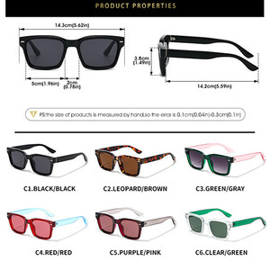 Custom Logo 2026 Fashion Thick Frame Rivets <b>Sun</b> Glasses <b>Shades</b> UV400 Colorful Square Sunglasses - Product Image 6