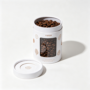 Boîte cylindrique en carton haute résistance avec fenêtre transparente, logo personnalisé, pour emballage commercial de grains de café - Product Image 4