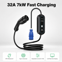 Chargeur EV portable 32A 7KW, chargeur de voiture électrique portable, version domestique, chargeur de véhicule à énergie nouvelle portable, indice de protection IP55, OEM ODM