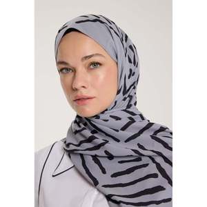 Pure Tone Shawl - V Pattern - Silver - Black - V Pattern - Silver - Black - Product Image 1