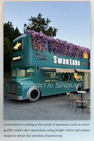Restaurant mobile coloré équipement de cuisine Double Decker Tour Bus Top Terrasse Double-Decker Bus Food Truck Trailer