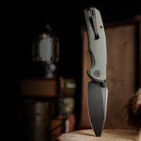 Couteau pliant TRIVISA Pocket Hornet-04G pour hommes, lame 14C28N, manche en Micarta avec clip, outil de survie, camping, chasse