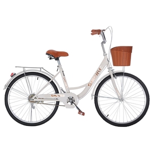 Nouvelle haute qualité 24/26 <span class=keywords><strong>pouces</strong></span> rétro femmes vitesse unique en acier au carbone dame vélo urbain avec panier vélo de ville - Product Image 5