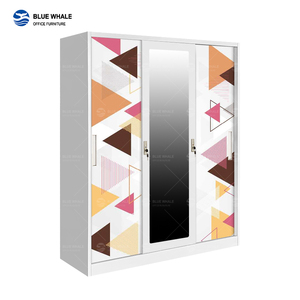 <span class=keywords><strong>Armadio</strong></span> in Acciaio Stampato con 3 <span class=keywords><strong>Ante</strong></span> Scorrevoli, Armadietto Antiumidità per Camera da Letto - Product Image 4