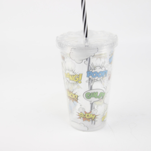 Gobelet isolé à haute pression métallique, Sip, doté de paille en plastique réutilisable, 16 onces, <span class=keywords><strong>bombe</strong></span> à paillettes - Product Image 2