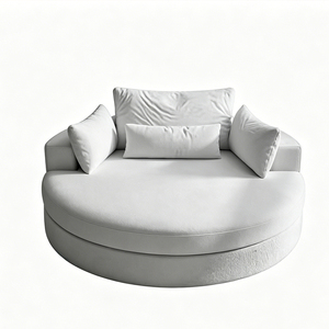 Sofá Redondo de Lujo de 140 cm de Diámetro, Relleno de Espuma Comprimida de 5 Capas, Sofá Redondo Cómodo con Cojines Decorativos - Product Image 1