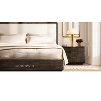 Minimalistisches Design Modernes Eichenholz-Bettgestell Schlafzimmerbett Elegantes Hotel-Gästezimmer Innenbereich Schlafmöbel Gepolstertes Bett