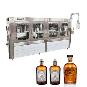 Máquina automática de llenado de botellas de vidrio, línea de embotellado de vino, whisky, con cubierta ropp, tipo T, corker