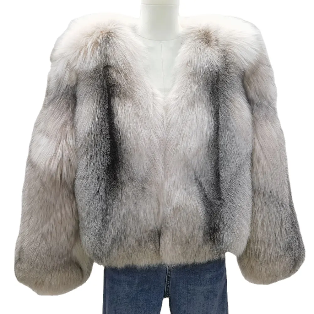 Damen Winter Pelz Jacken Full Pelt Fluffy Fur fashion High Streetwear Mode Real Fox Pelzmantel Frauen