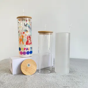 25Oz Bubble Tea Cup Dezelfde Grootte Als 20Oz Rechte Tumbler Met Bamboe Deksel Voor Wit Sublimatie Transfer Voor aangepaste Geschenken