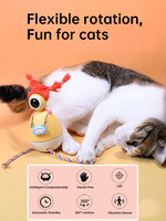 Juguete Interactivo Giratorio para Gatos, Juguete Automático Inteligente con Pluma, Recargable, para Ejercicio de Mascotas