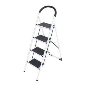 EN14183 रसोई छोटी स्टील फ़ोल्ड करने योग्य स्टेपिंग सीढ़ी स्टूल स्लिम डिज़ाइन पोर्टेबल घरेलू धातु 2 3 स्टेप सीढ़ी रेलिंग के साथ