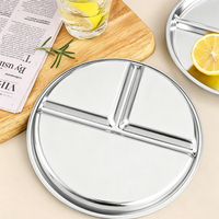 Assiettes à dîner divisées en acier inoxydable de 9 pouces, incassables, compatibles lave-vaisselle, à 3 compartiments, pour une alimentation saine
