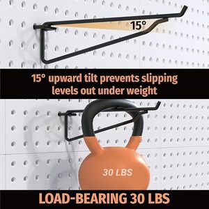 <b>Black</b> pegboard <b>Shelf</b> <b>Bracket</b> 8PC Set Hooks & Rails Pegboard Mounted <b>Black</b> Color Industrial Style Different Sizes Vietnam Origin - Product Image 6