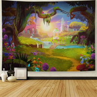 Nouvelle annonce 3D personnalisé Polyester impression lueur dans la forêt sombre psychédélique champignon tapisserie murale pour la décoration intérieure