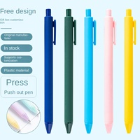 Eenvoudige effenkleurige studentenlijmstift met klikmechanisme, plastic, creatief bedrukt logo, frisse, vrolijke macaronkleurige balpen