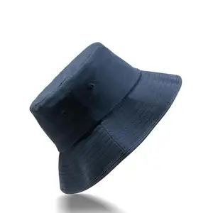 कस्टम कढ़ाई लोगो बकेट टोपी के साथ एक तरफ, 100% कार्बनिक कपास प्रतिवर्ती बॉब टोपी