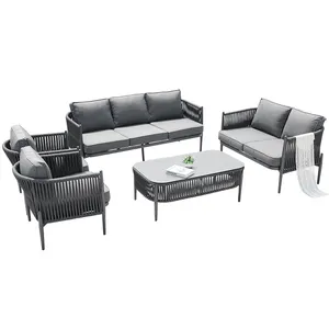 Grosir Set furnitur teras luar ruangan aluminium Modular teras Sofa ruang tamu Modern