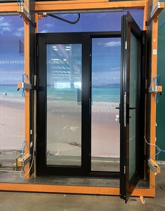Nero colore termico porte in alluminio vetro incernierato anteriore Tre o Quattro Porte esterno Patio - Product Image 4