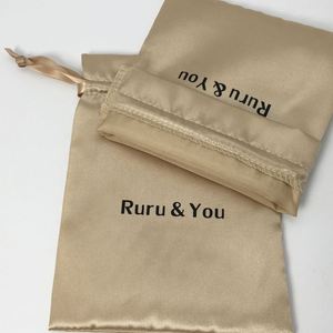 Bolsas de Regalo de Satén Suave de Lujo para Ropa, Bolsa Protectora Dorada para Empaque con Logotipo Personalizado, Bolsa para Cosméticos y Pelucas - Product Image 5