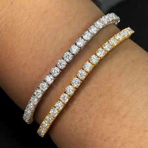 Bracelet Tennis Homme <span class=keywords><strong>Foxi</strong></span> en Argent Sterling 925 avec Moissanite VVS Couleur <span class=keywords><strong>D</strong></span> 3MM 4MM 5MM, Sertissage Glacé, Passe le Testeur de Diamant - Product Image 3